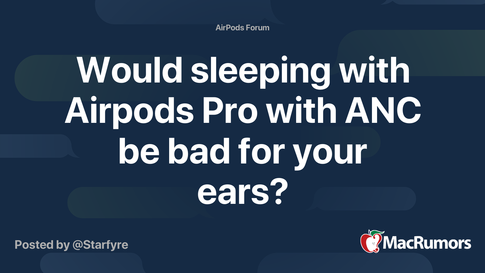 Gå igennem Afdæk ulv Would sleeping with Airpods Pro with ANC be bad for your ears? | MacRumors  Forums