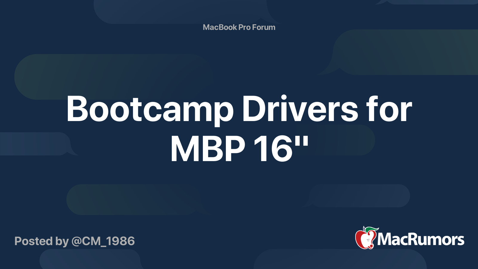 Bootcamp Drivers for MBP 16" MacRumors Forums