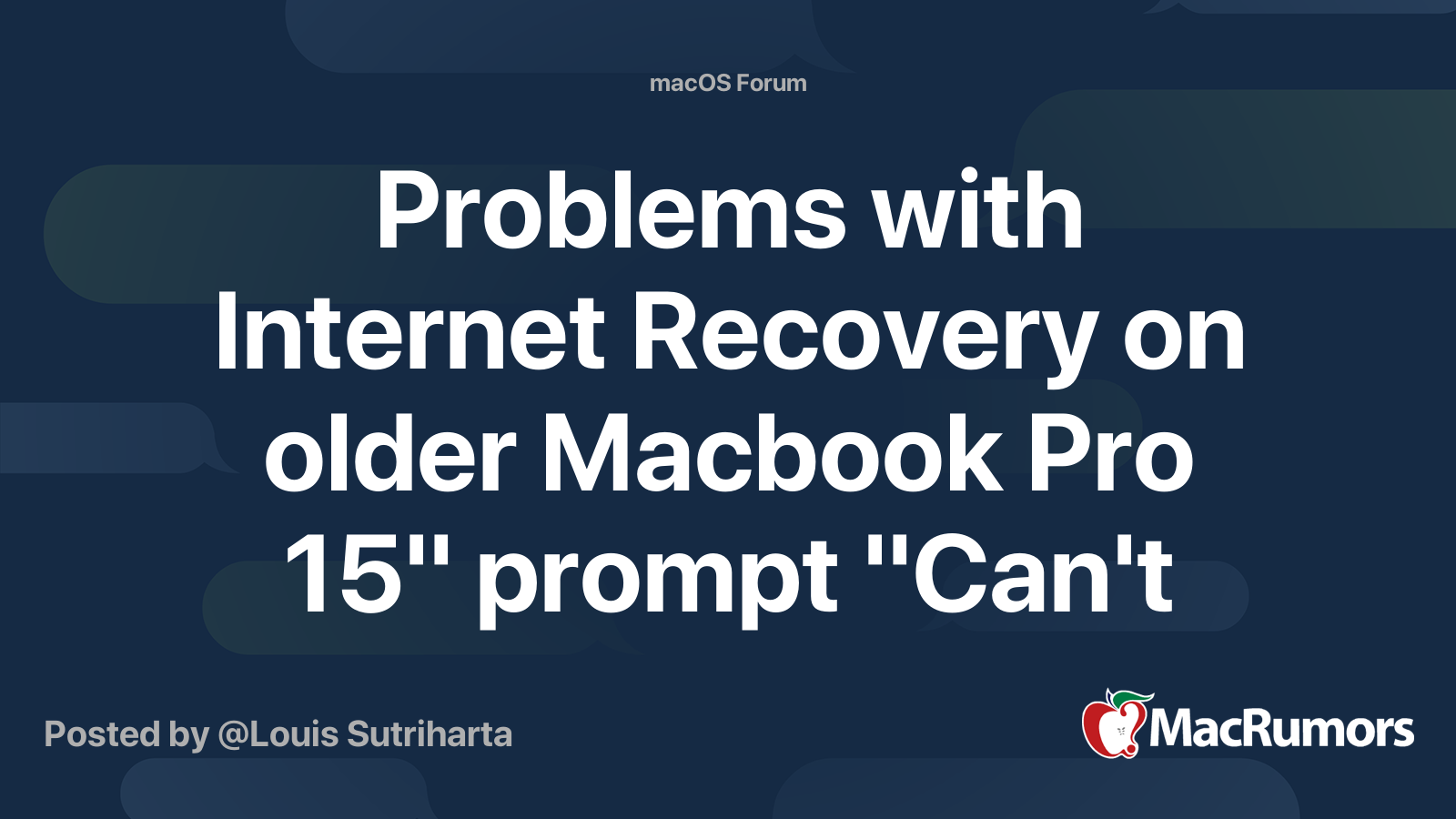 mac internet recovery cant download additional components