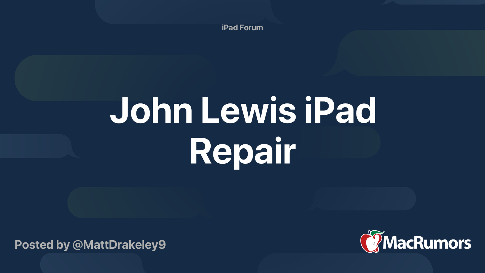 John Lewis iPad Repair MacRumors Forums