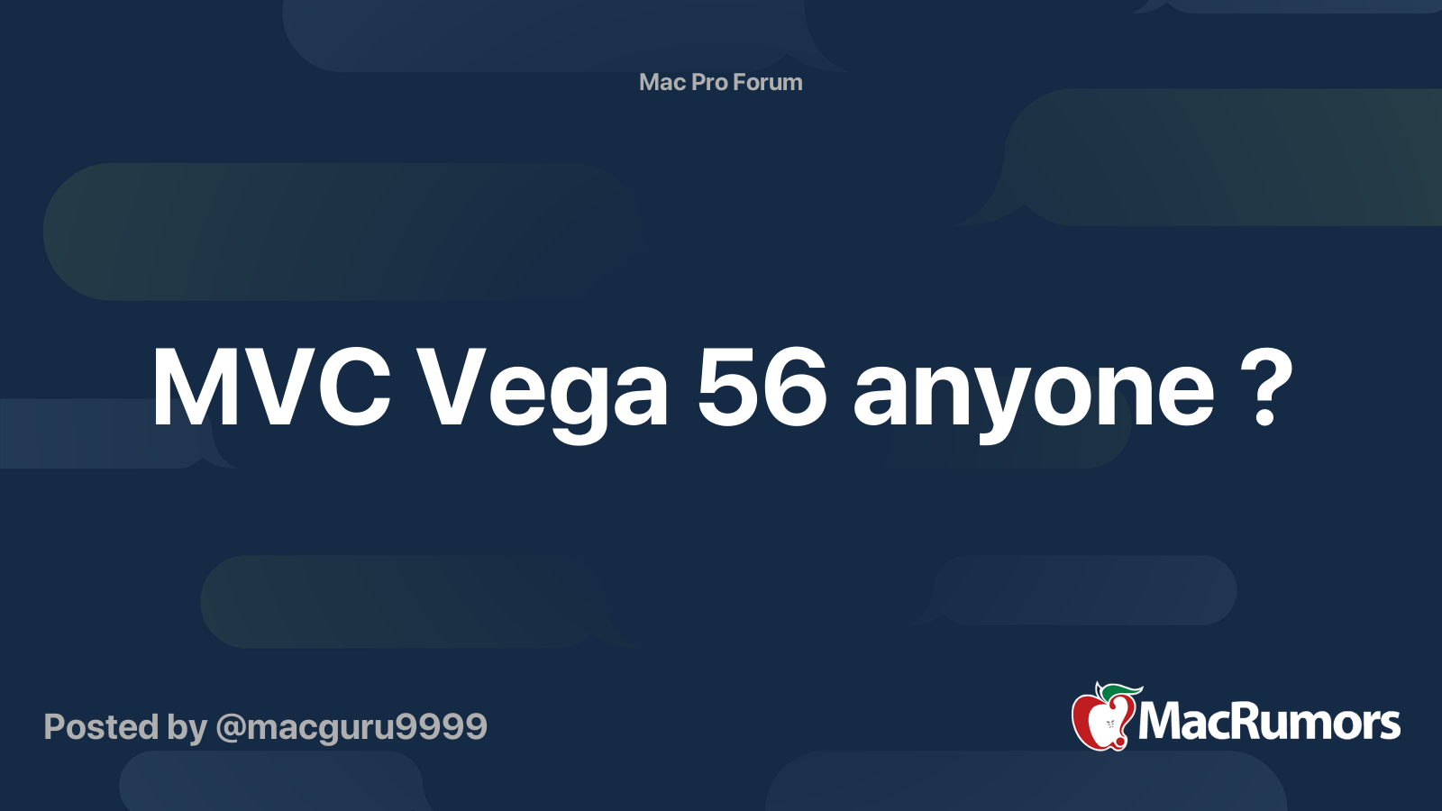 MVC Vega 56 anyone ? | MacRumors Forums