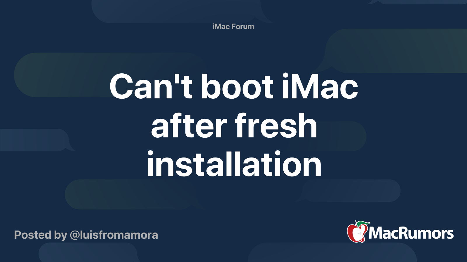 Can't boot iMac after fresh installation | MacRumors Forums