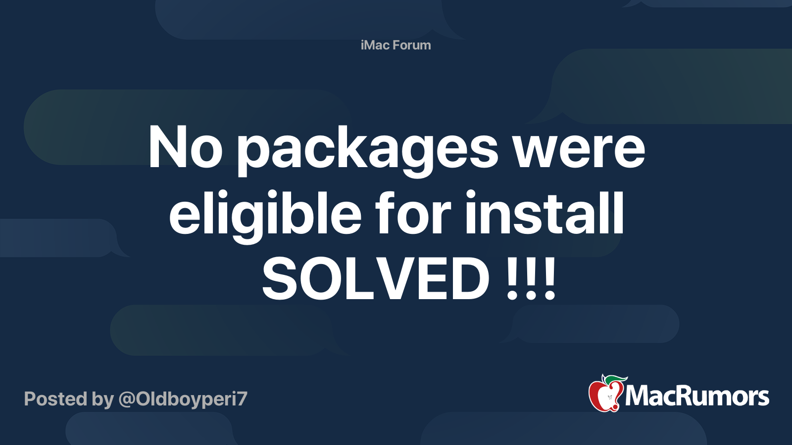 No packages were eligible for install при установке mac os что делать