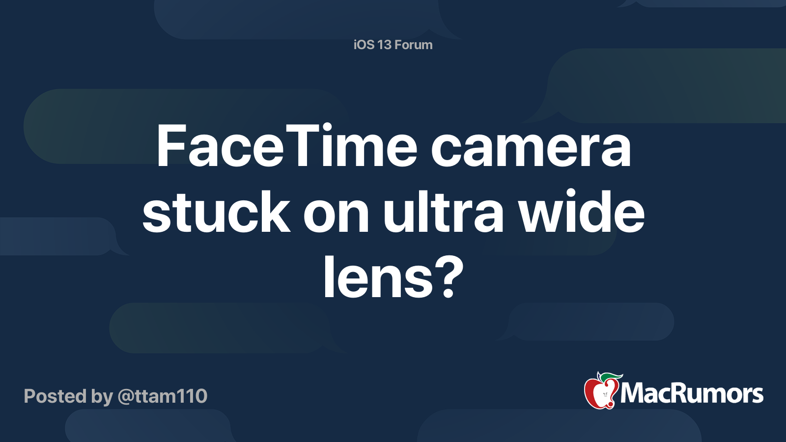 FaceTime camera stuck on ultra wide lens? MacRumors Forums