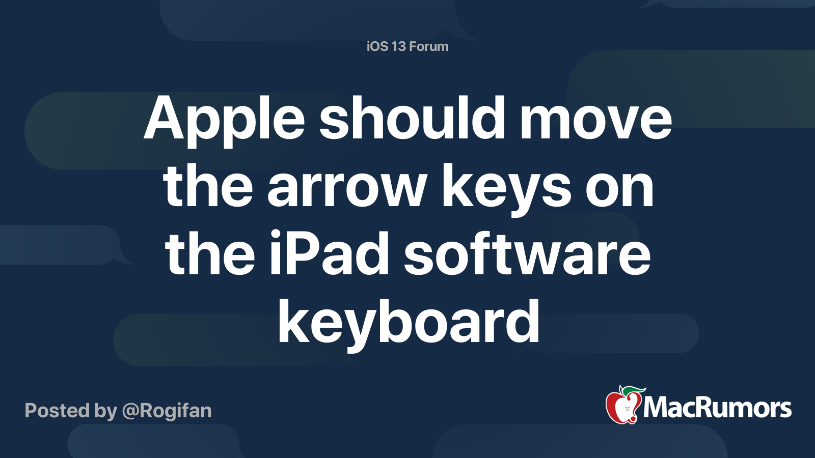 Apple should move the arrow keys on the iPad software keyboard