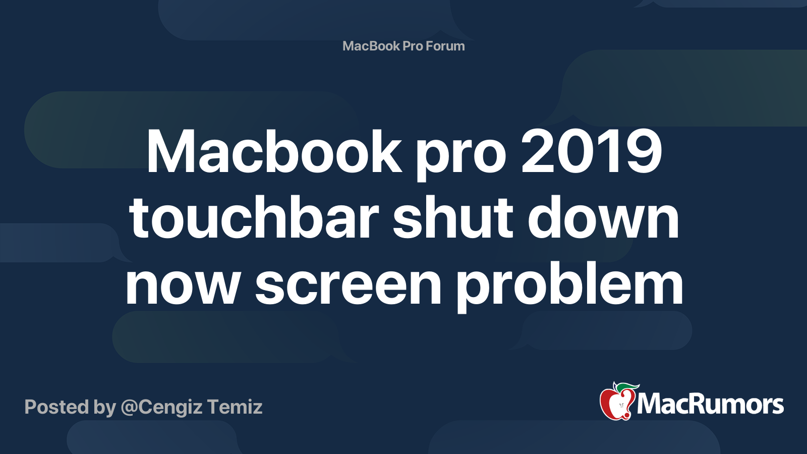 Macbook pro 2019 touchbar shut down now screen problem | MacRumors Forums