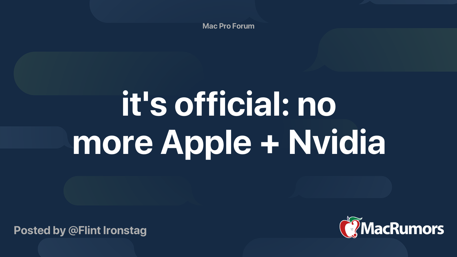 It S Official No More Apple Nvidia Macrumors Forums