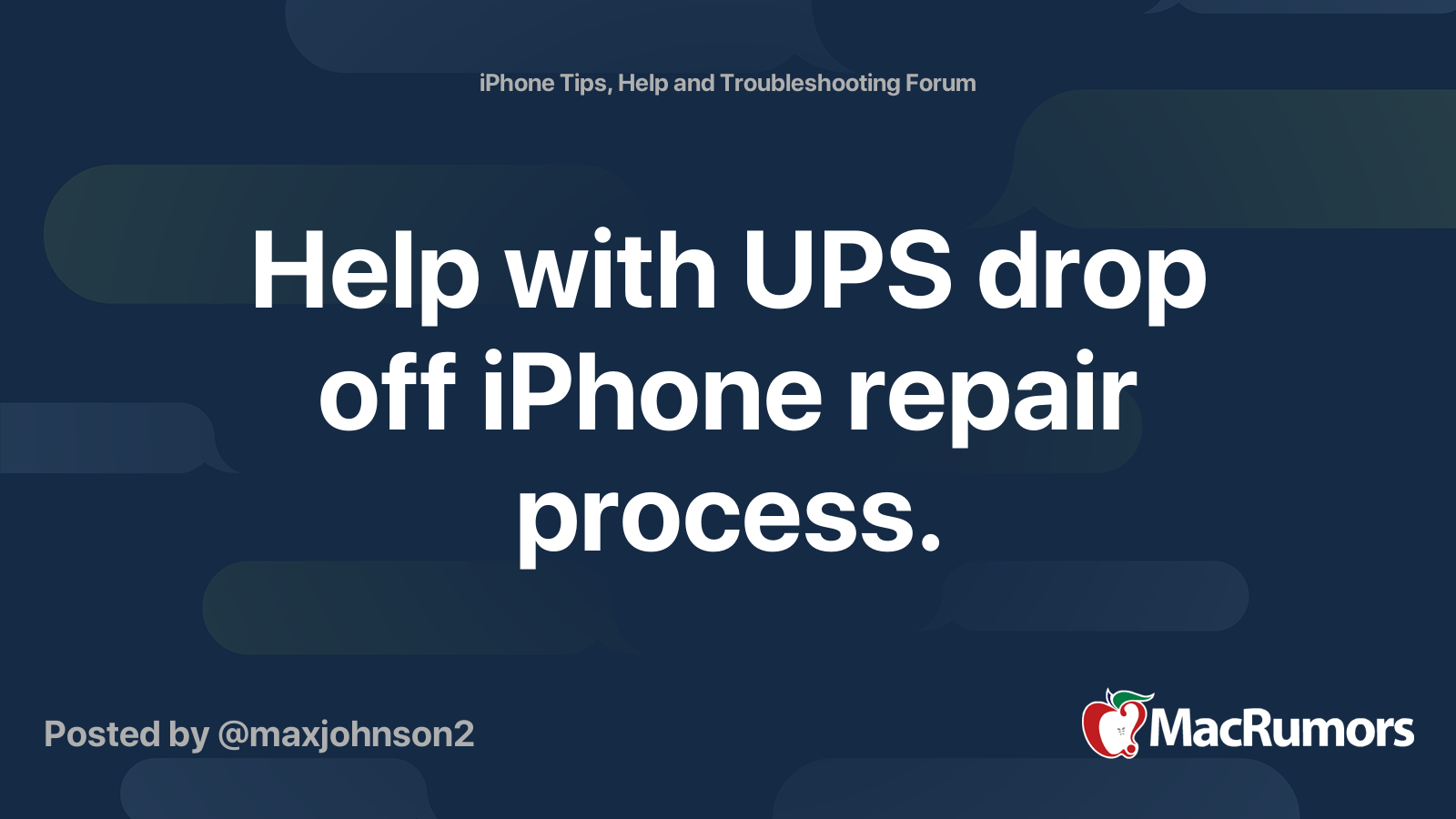 Help with UPS drop off iPhone repair process. | MacRumors Forums