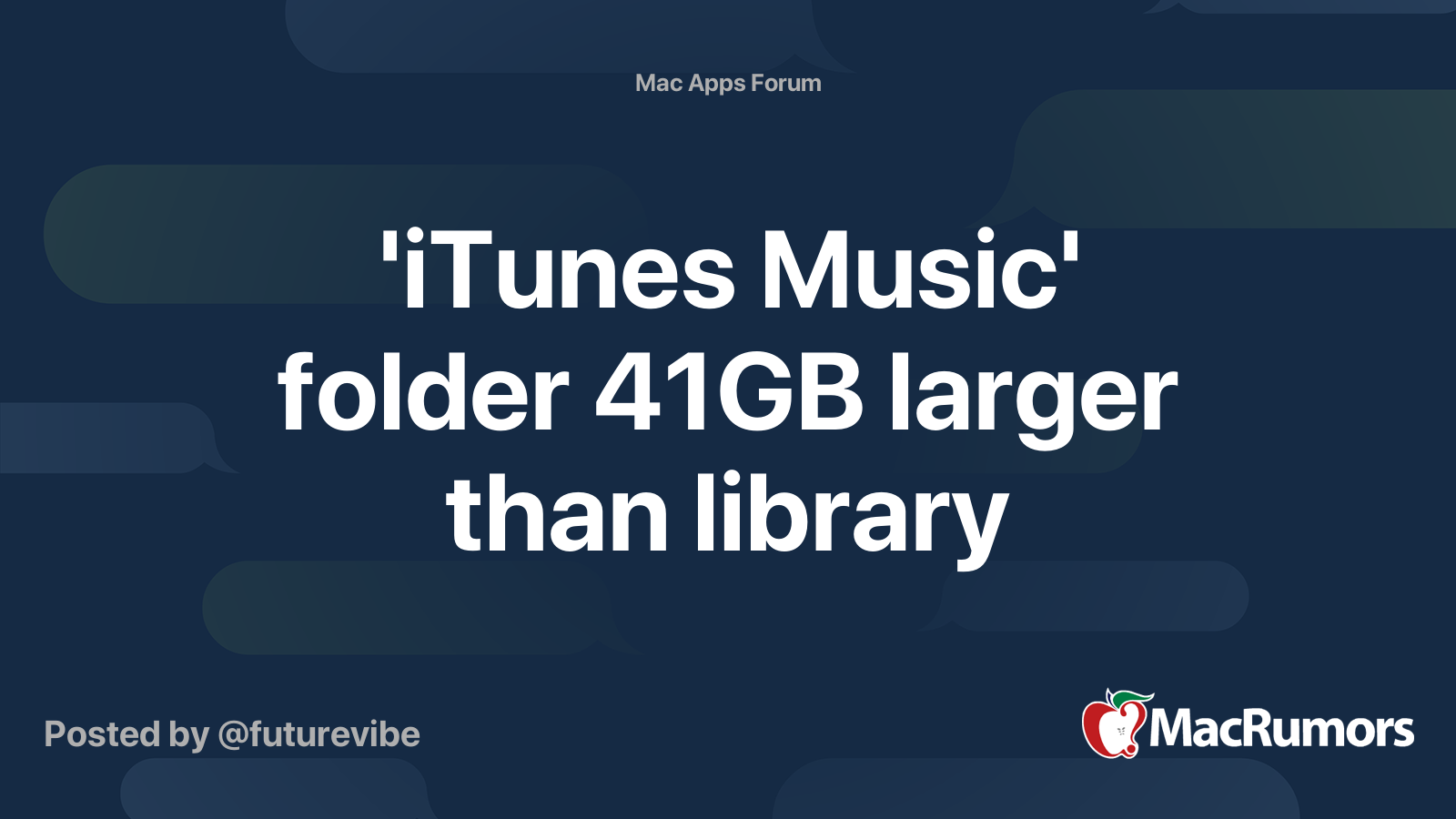 'iTunes Music' folder 41GB larger than library MacRumors Forums
