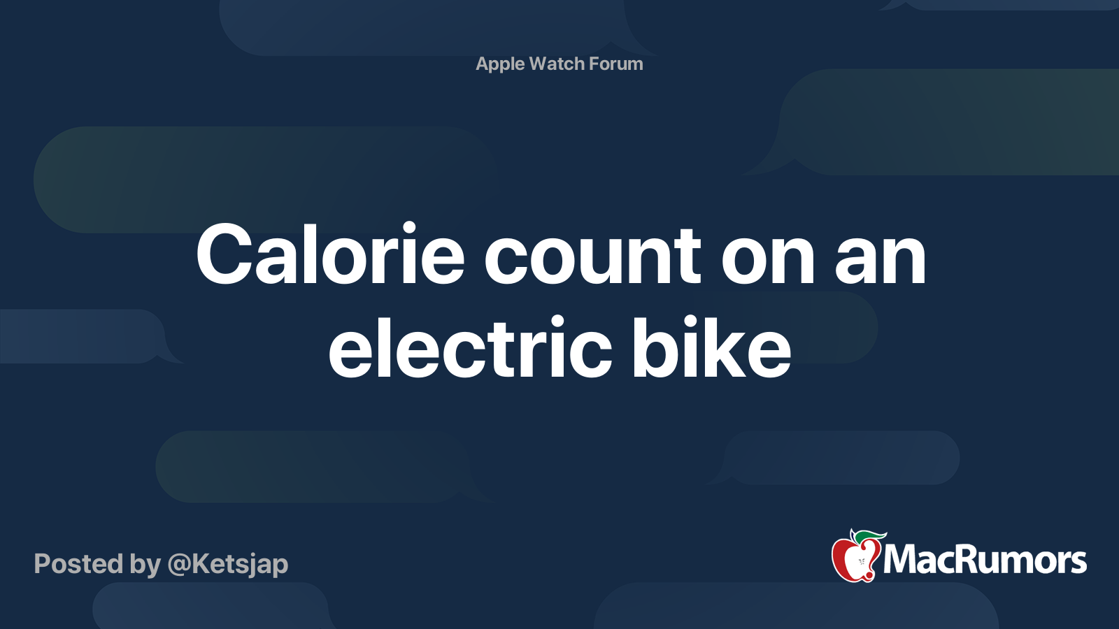Calorie count on an electric bike MacRumors Forums