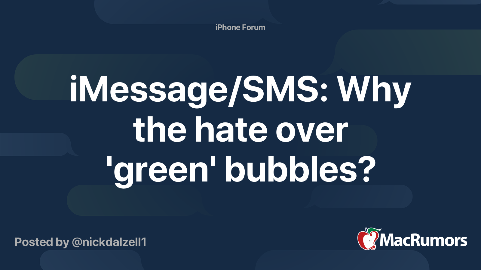 iMessage/SMS: Why the hate over 'green' bubbles? | MacRumors Forums