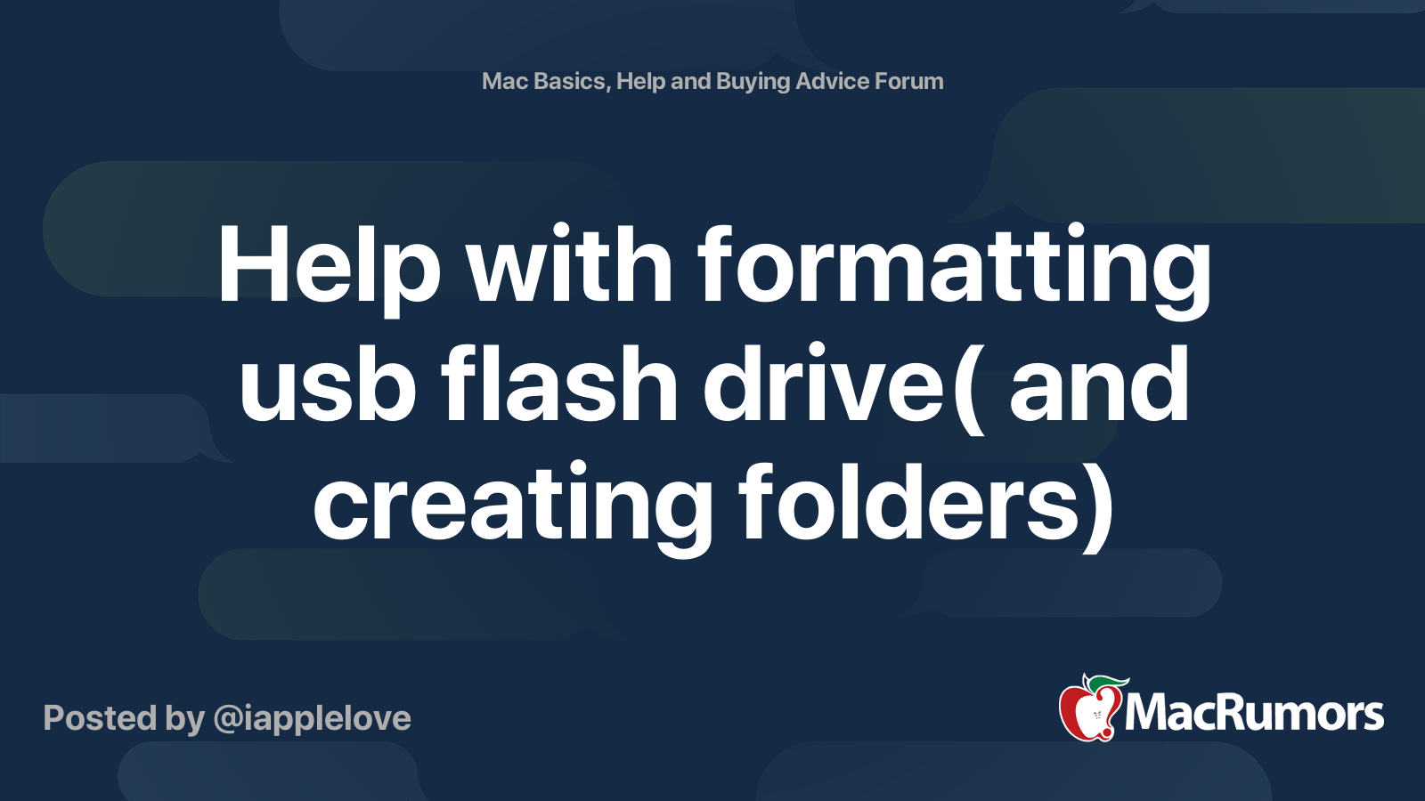 Help with formatting usb flash drive( and creating folders) MacRumors