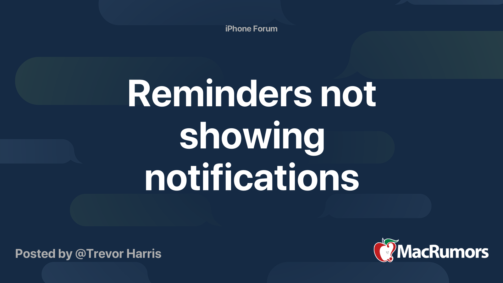 Reminders not showing notifications | MacRumors Forums