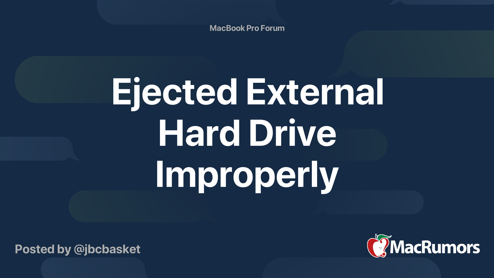 Ejected External Hard Drive Improperly MacRumors Forums