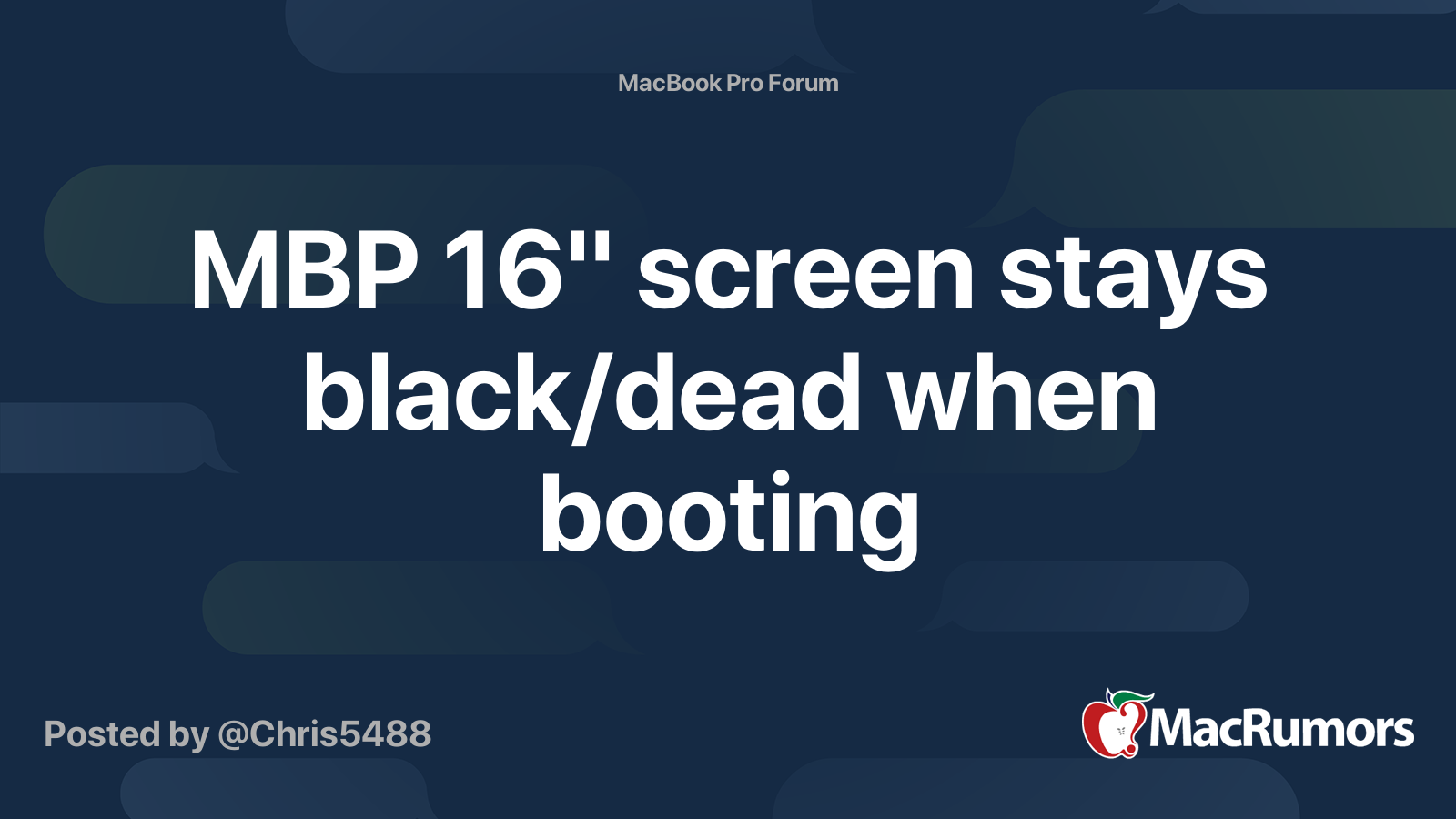 MBP 16" screen stays black/dead when booting MacRumors Forums