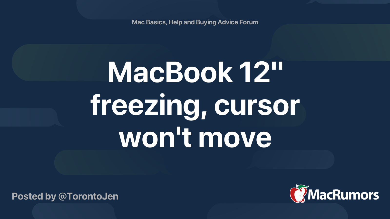 MacBook 12" freezing, cursor won't move MacRumors Forums