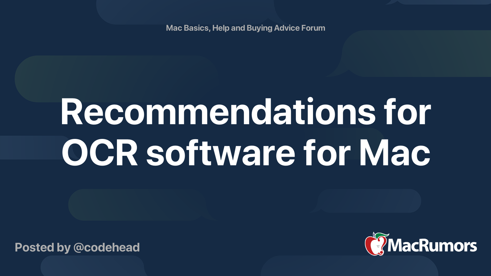 Recommendations for ocr software for mac macrumors forums
