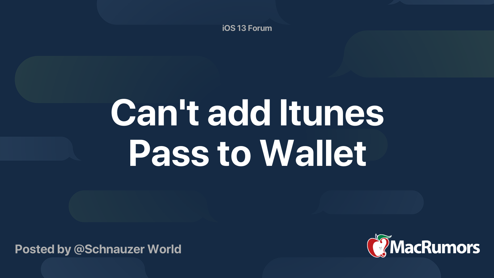 Can't add Itunes Pass to Wallet MacRumors Forums