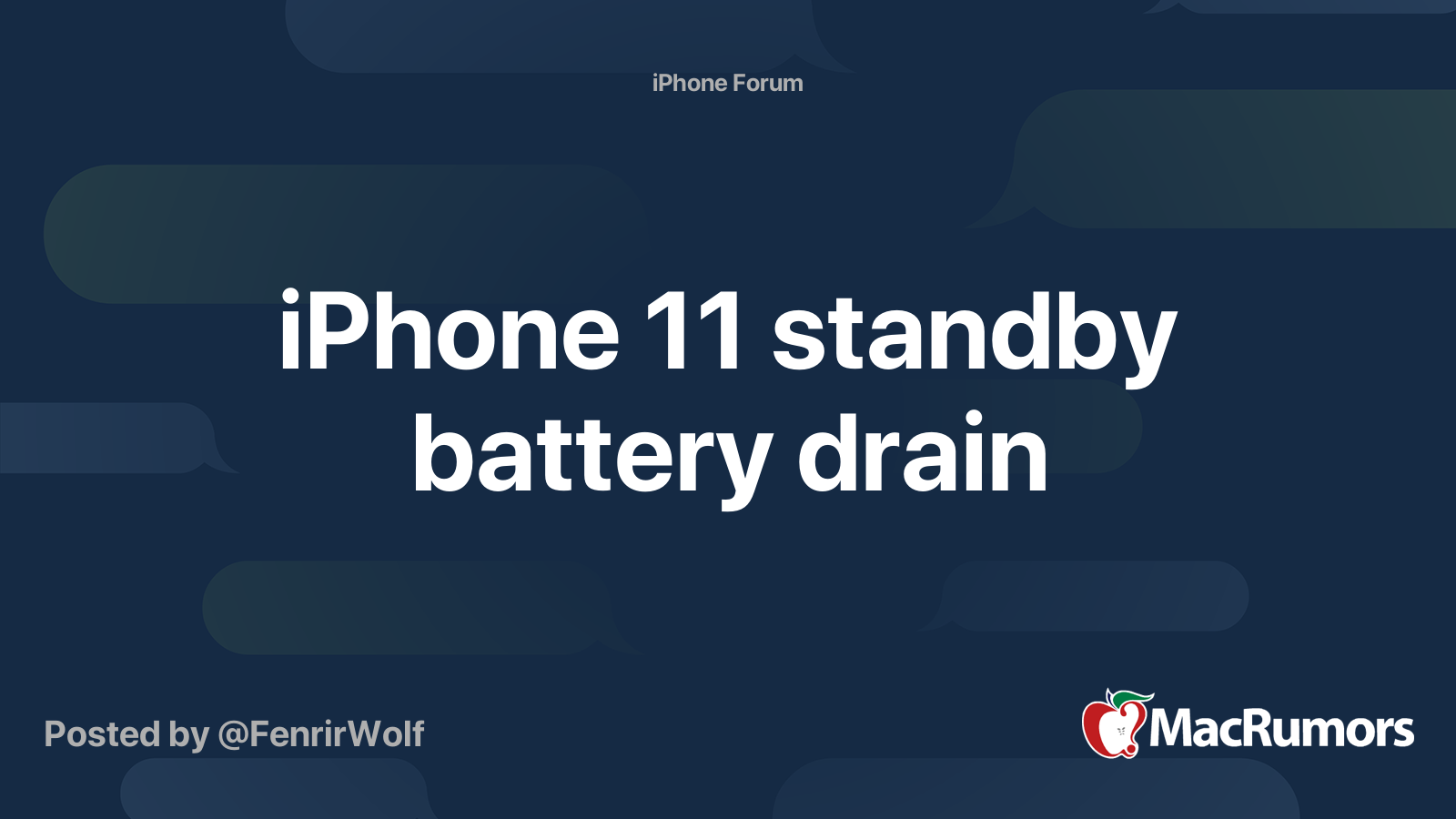 iPhone 11 standby battery drain MacRumors Forums
