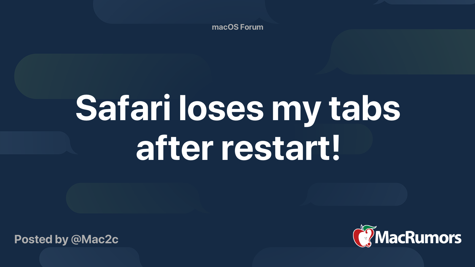 Safari Loses My Tabs After Restart MacRumors Forums