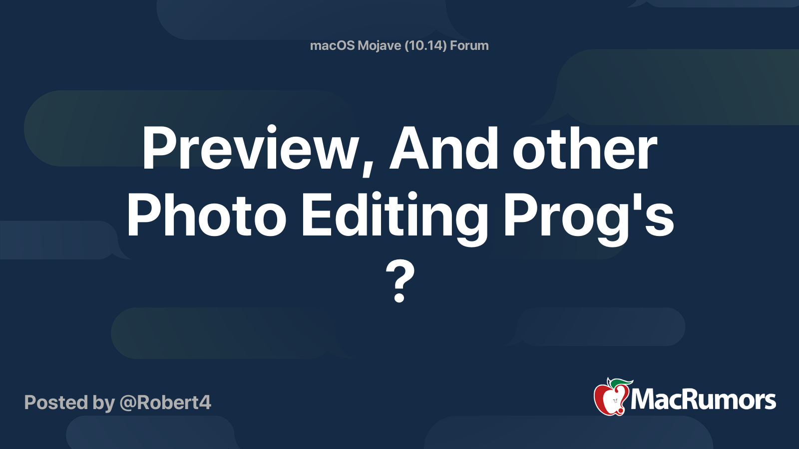 Preview, And other Photo Editing Prog's ? | MacRumors Forums