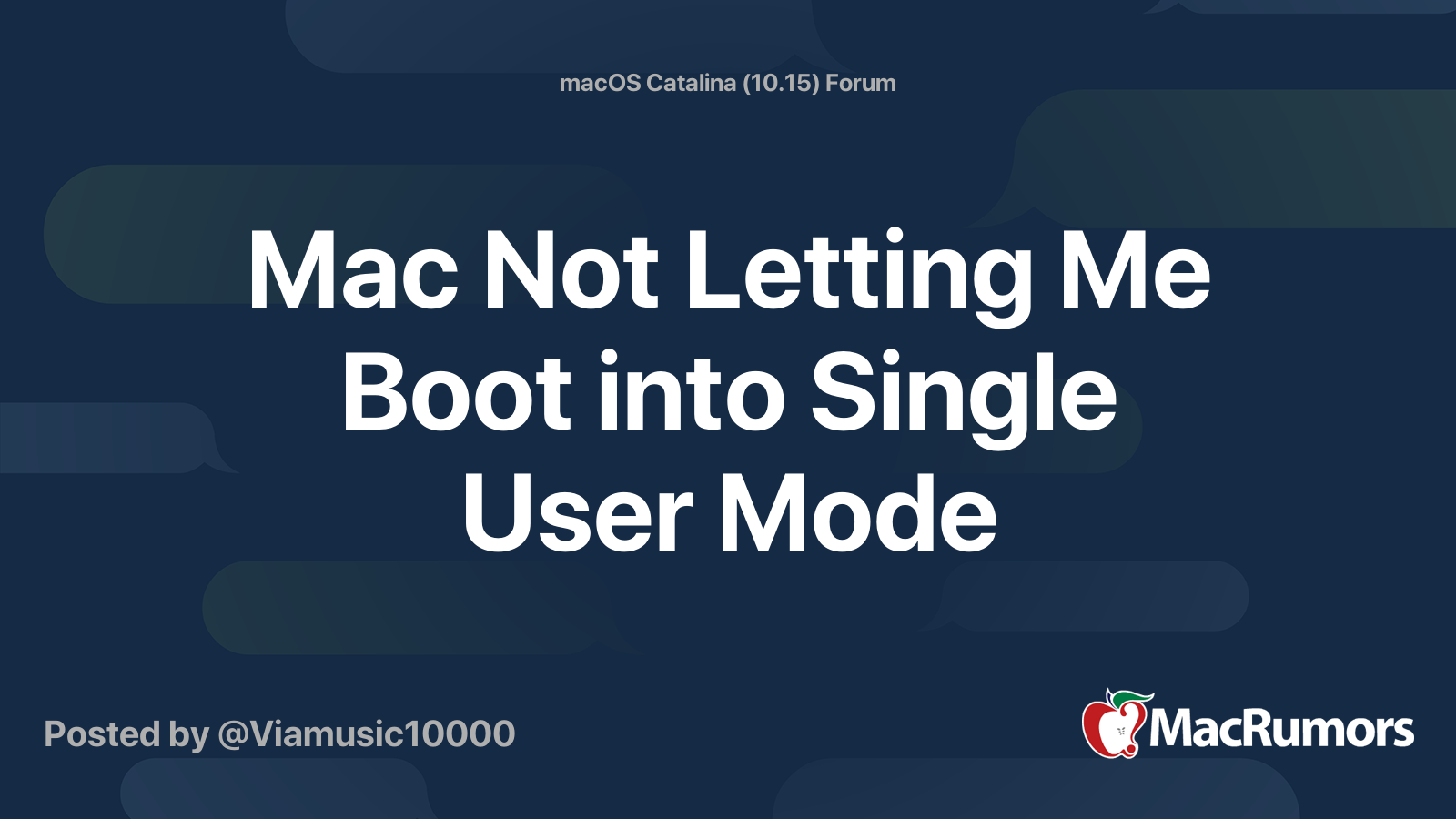 Mac Not Letting Me Boot into Single User Mode MacRumors Forums