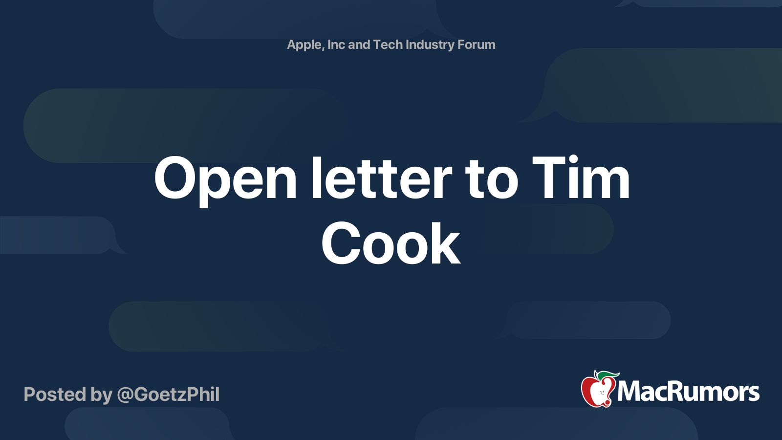 Open letter to Tim Cook | MacRumors Forums