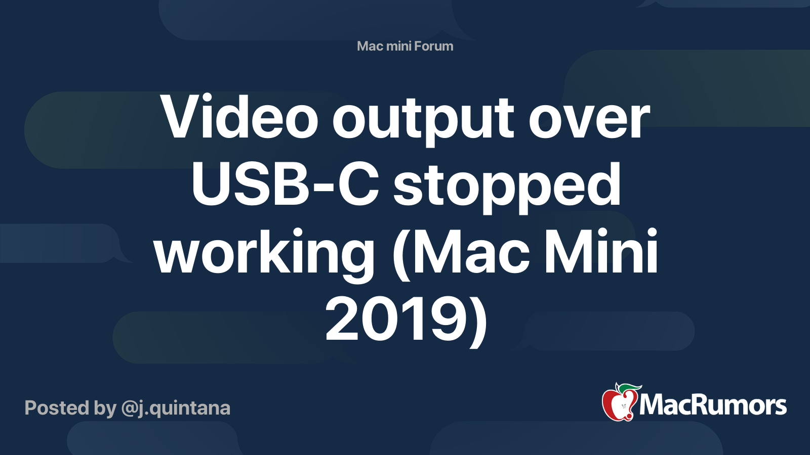 Video output over USBC stopped working (Mac Mini 2019) MacRumors Forums