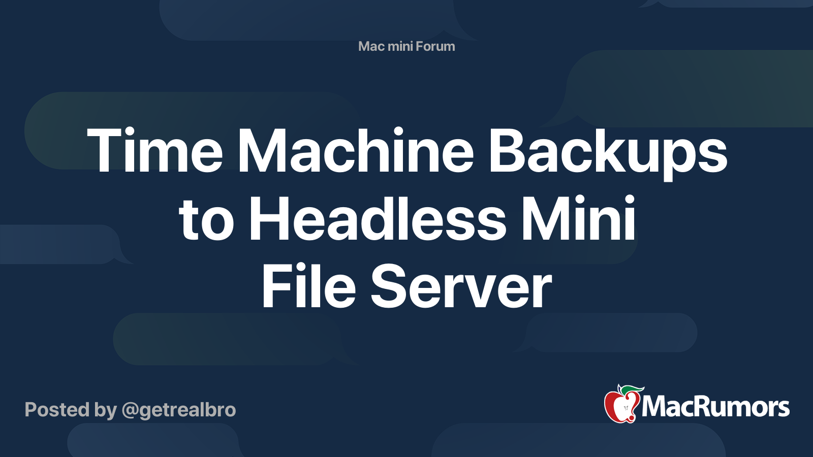Time Machine Backups to Headless Mini File Server MacRumors Forums