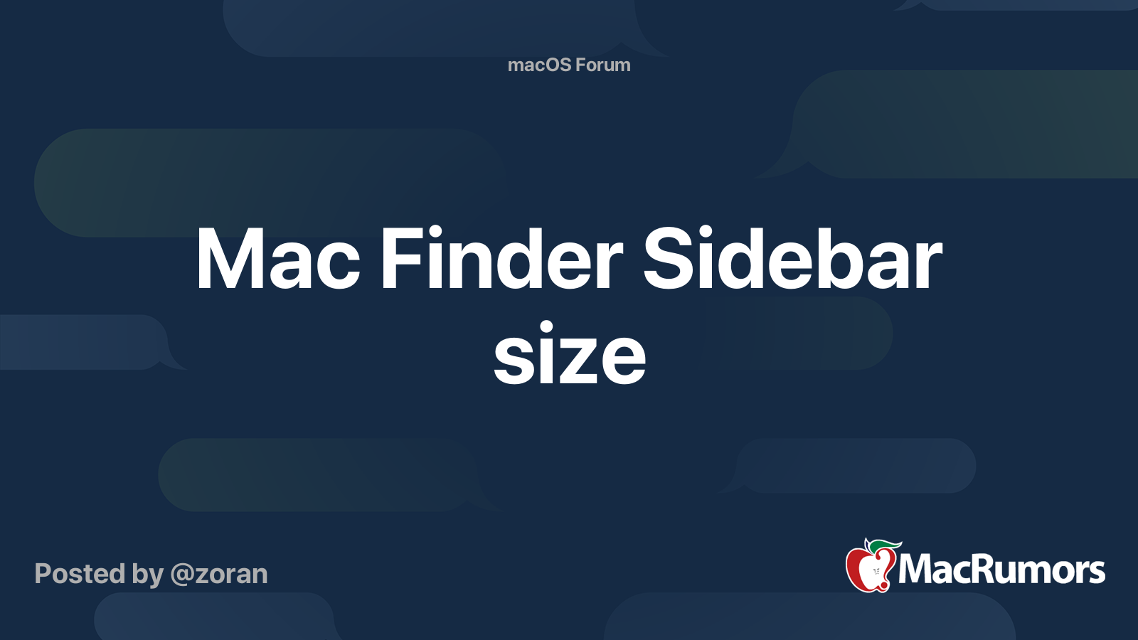 Mac Finder Sidebar size MacRumors Forums