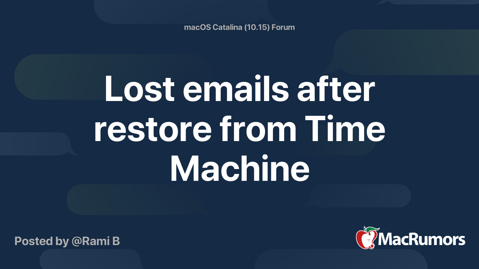 Lost Emails After Restore From Time Machine MacRumors Forums
