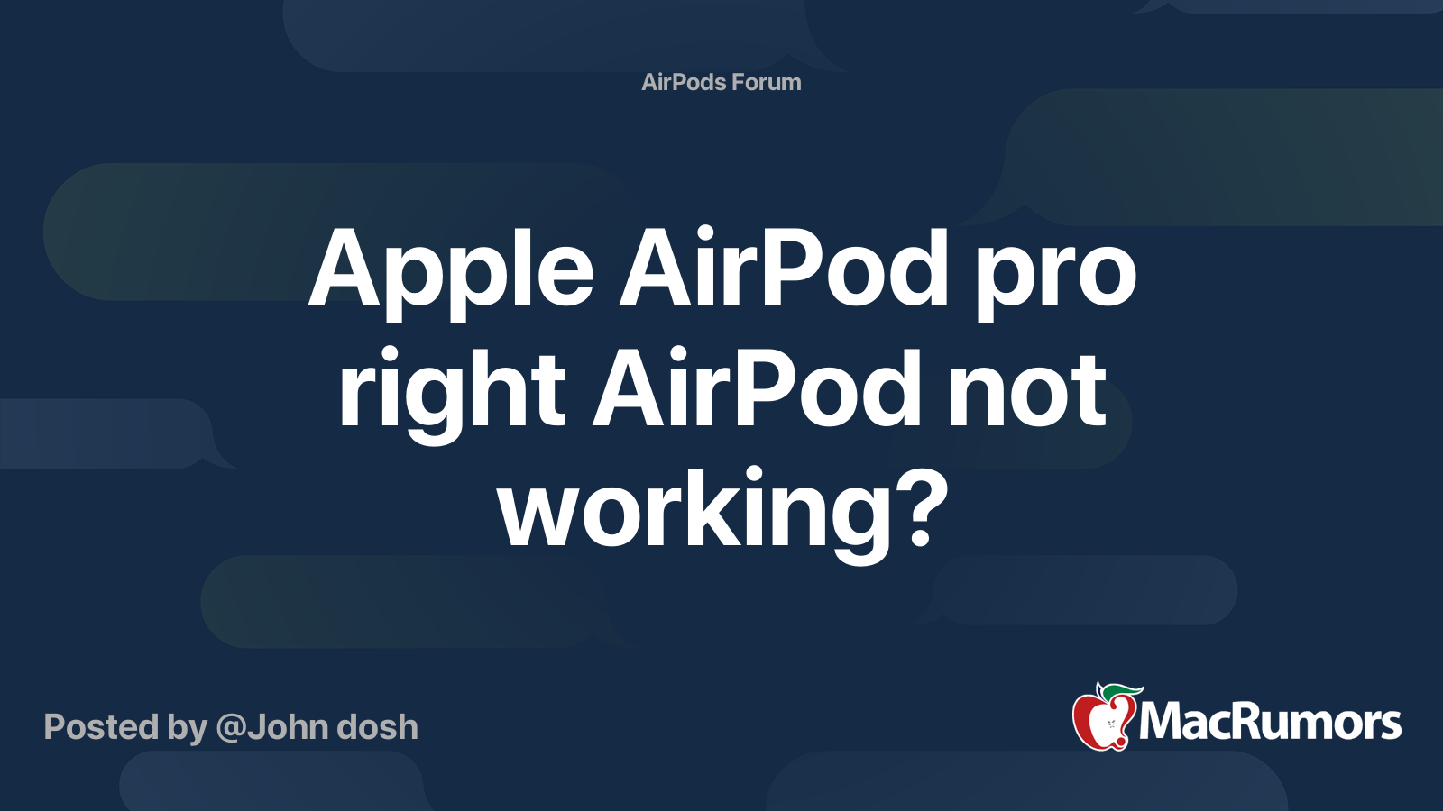 Apple AirPod pro right AirPod not working? | MacRumors Forums