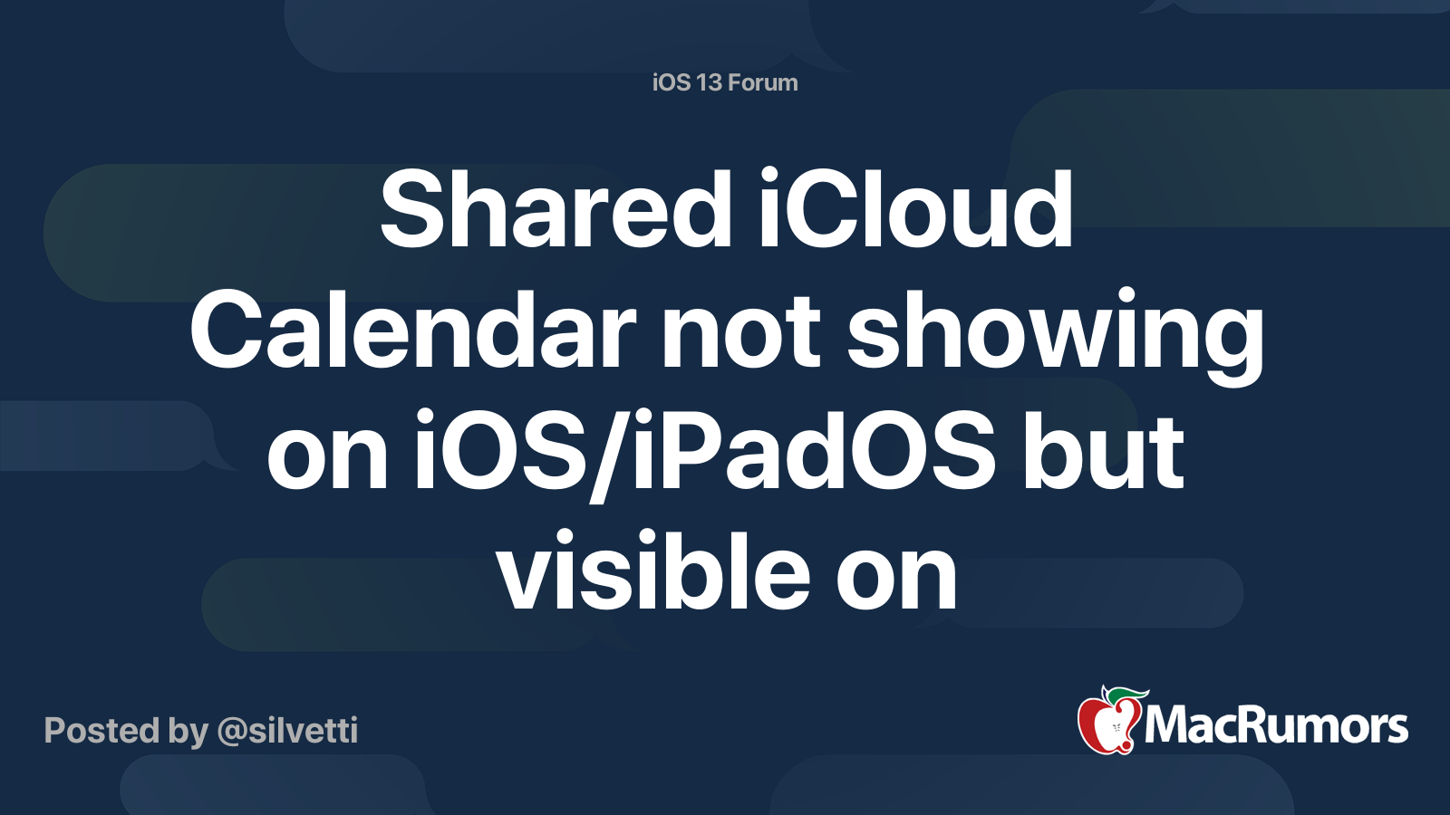 Shared iCloud Calendar not showing on iOS/iPadOS but visible on iCloud Shared iCloud Calendar not showing on iOS/iPadOS but visible on iCloud
