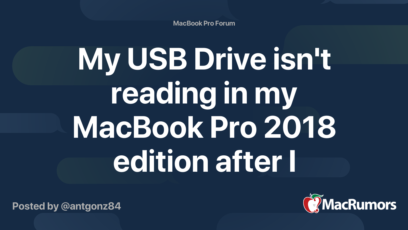My USB Drive isn't reading in my MacBook Pro 2018 edition after I