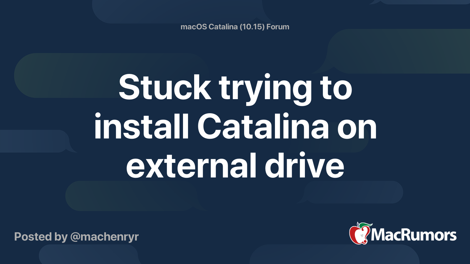 Stuck trying to install Catalina on external drive MacRumors Forums