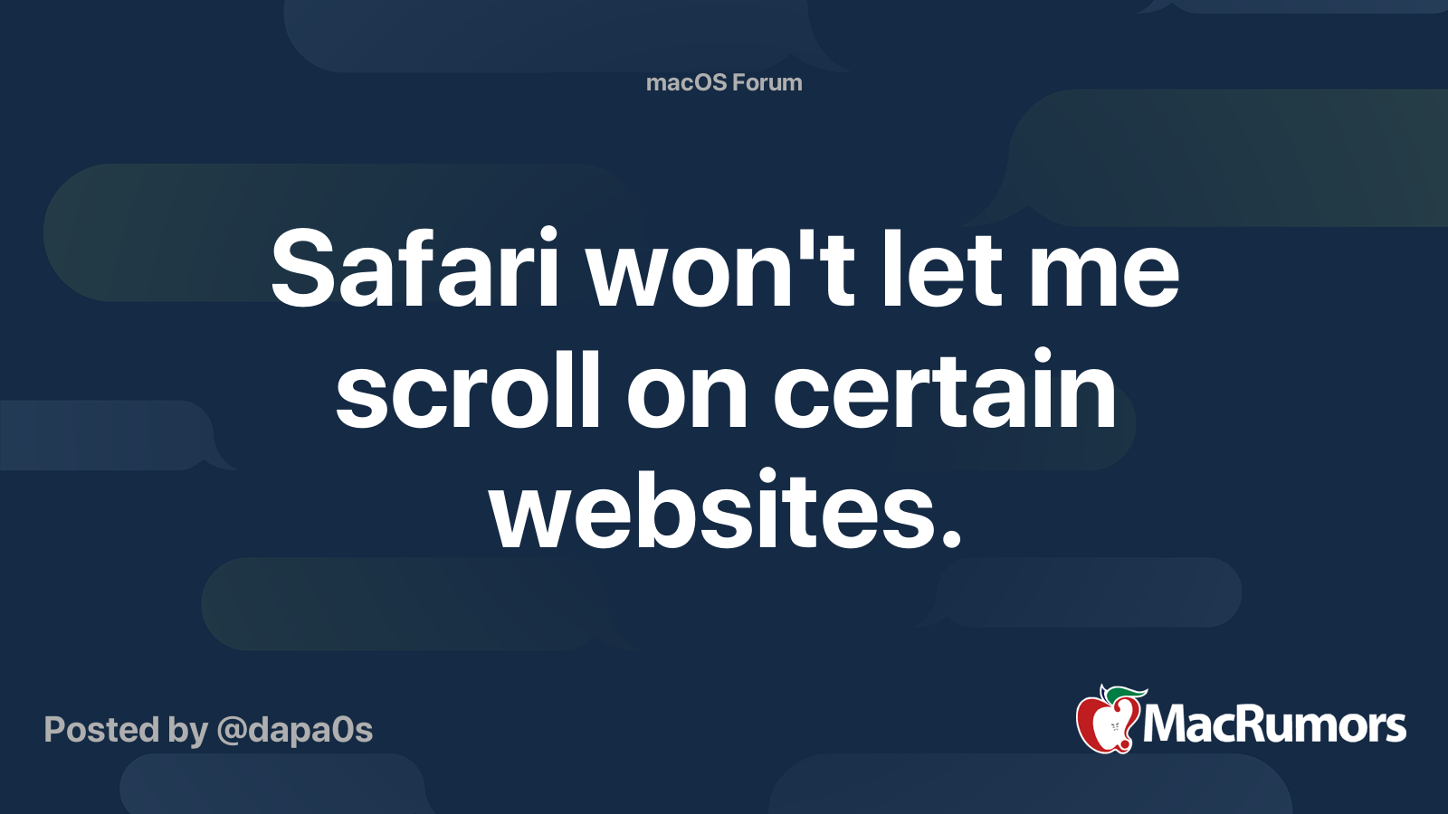 Safari Won T Let Me Scroll On Certain Websites Macrumors Forums