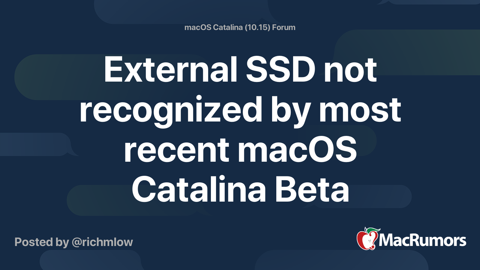 External SSD not recognized by most recent macOS Catalina Beta