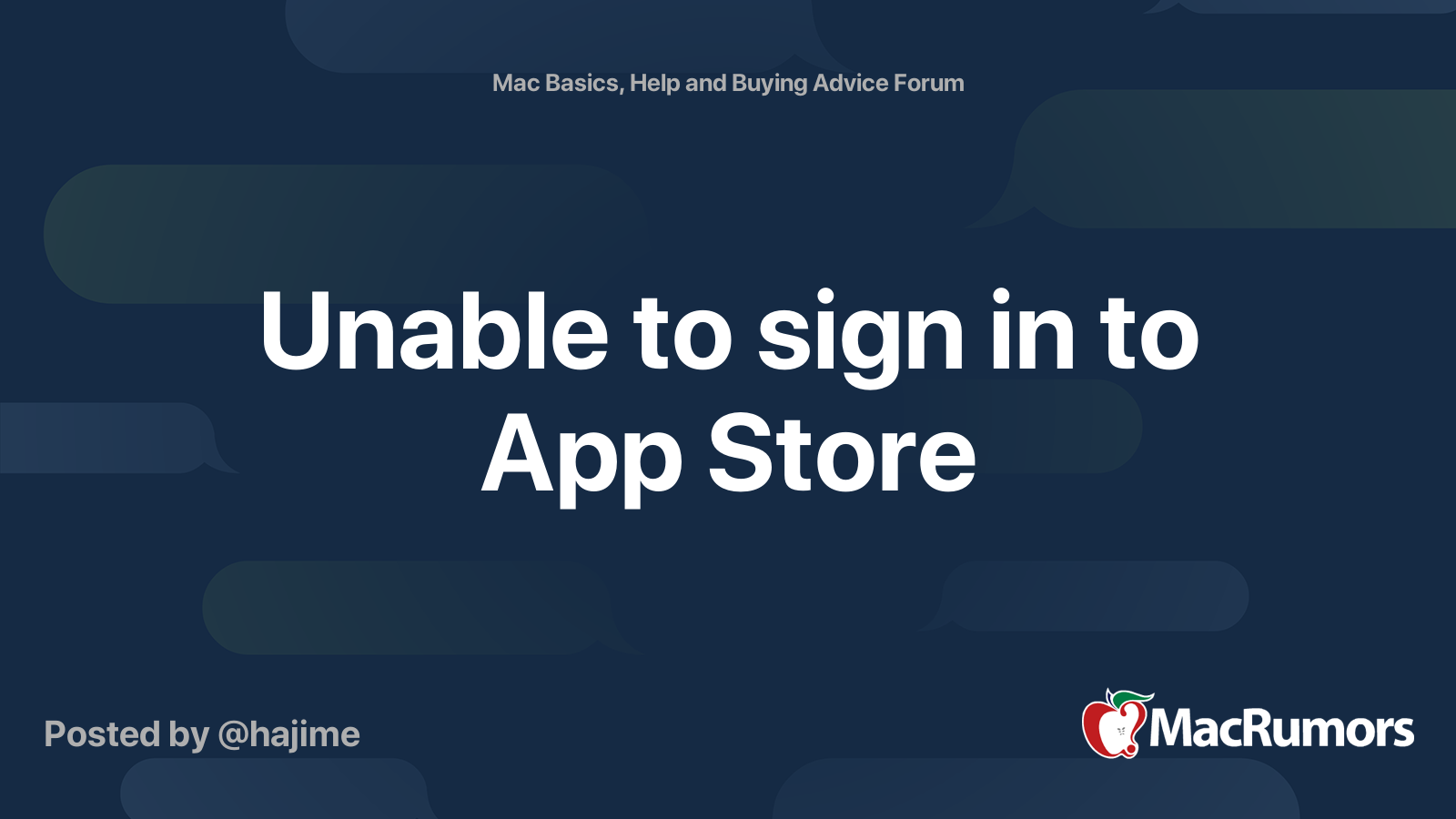 Unable to sign in to App Store MacRumors Forums