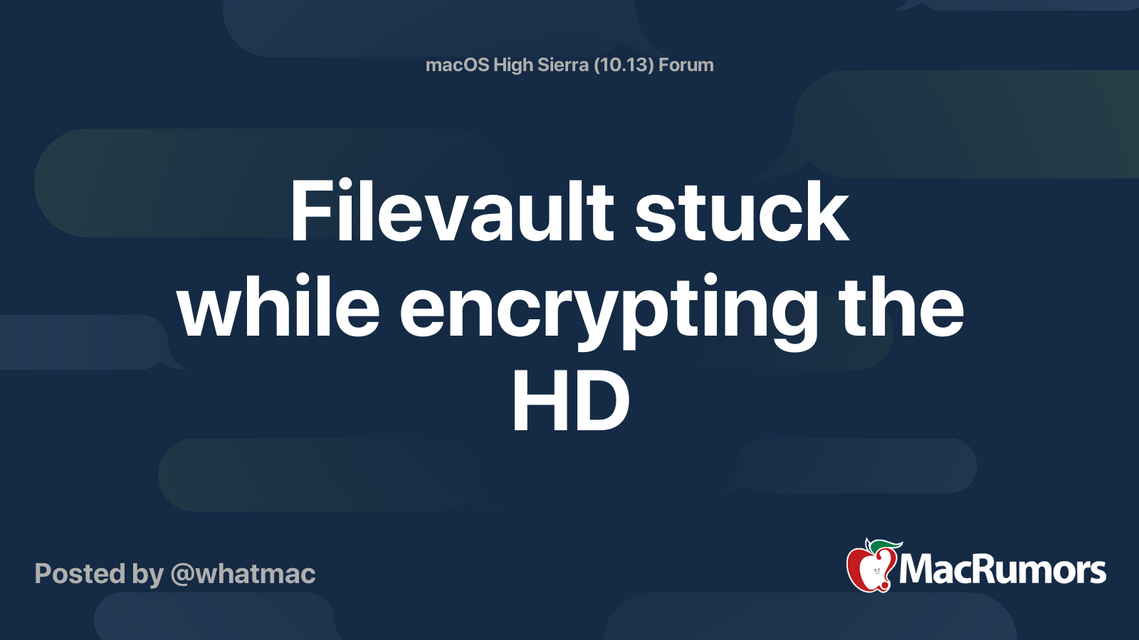 Filevault stuck while encrypting HD | MacRumors Forums