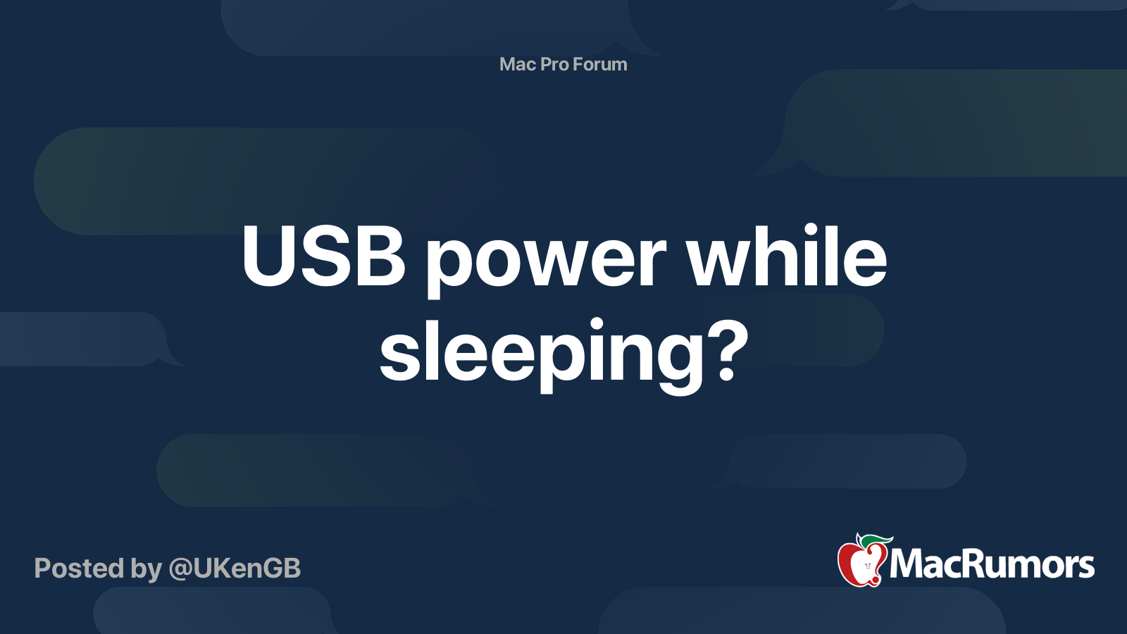 USB power while sleeping? MacRumors Forums
