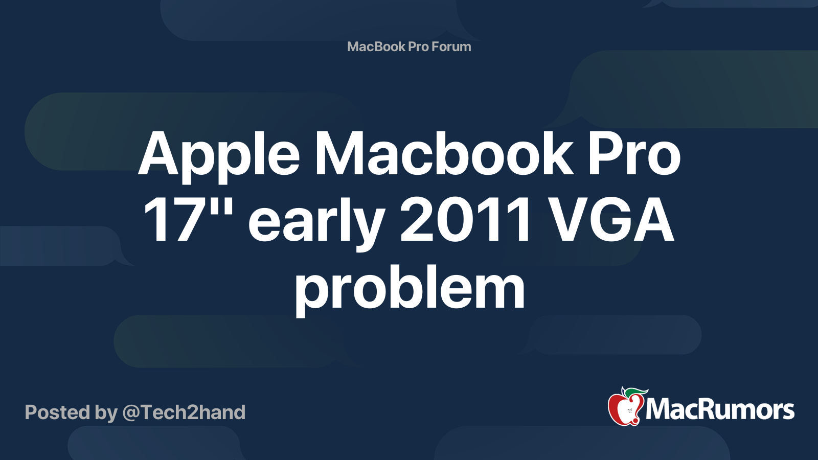 Apple Macbook Pro 17" early 2011 VGA problem MacRumors Forums
