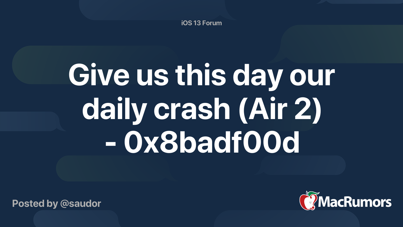 Give Us This Day Our Daily Crash Air 2 0x8badf00d Macrumors Forums