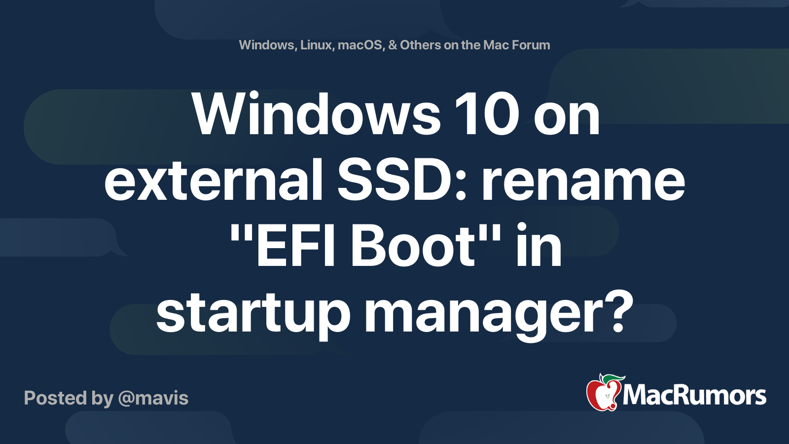 Windows 10 on external SSD rename "EFI Boot" in startup manager