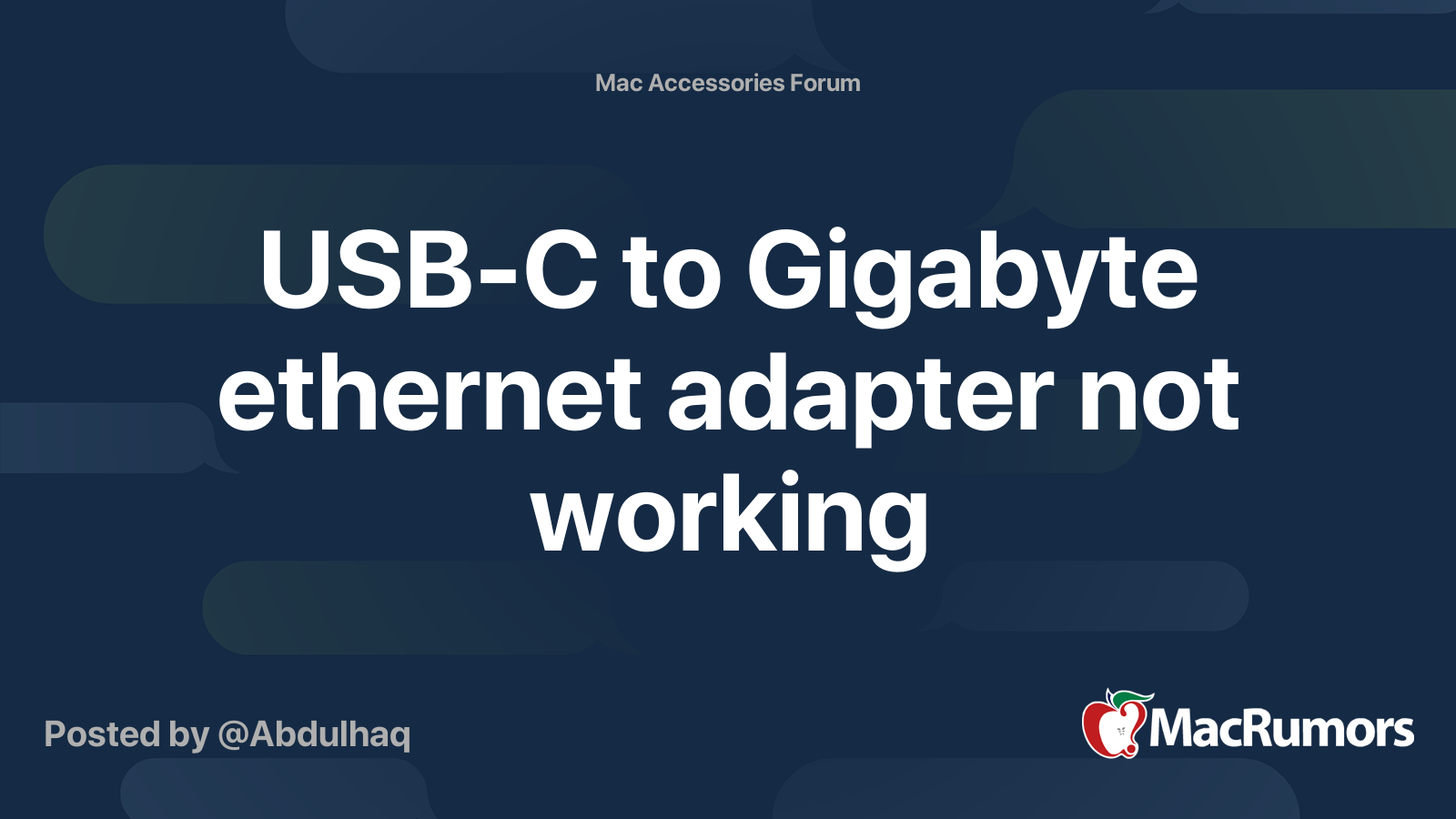 Usb C To Gigabyte Ethernet Adapter Not Working Macrumors Forums