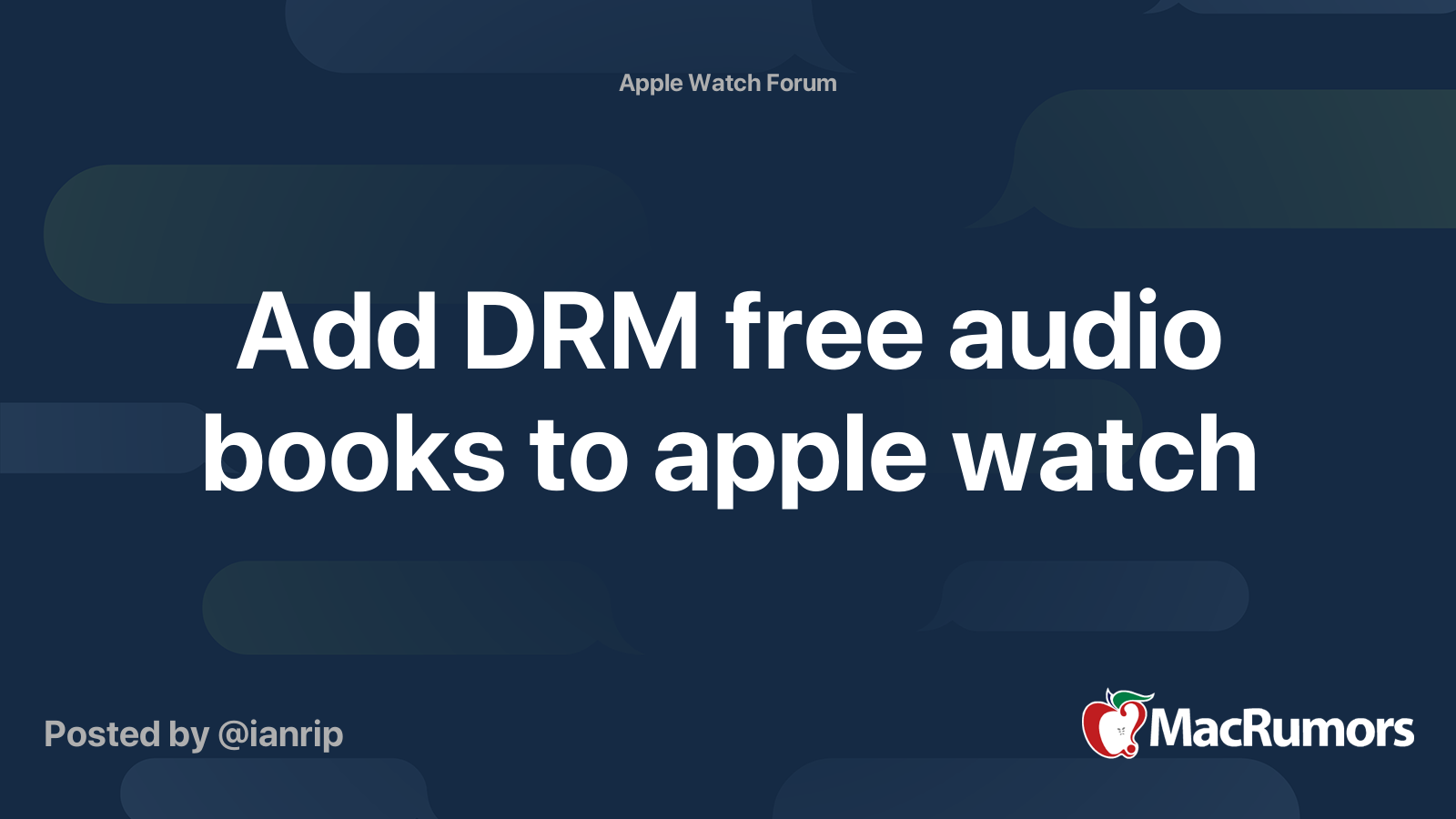 Add Drm Free Audio Books To Apple Watch Macrumors Forums