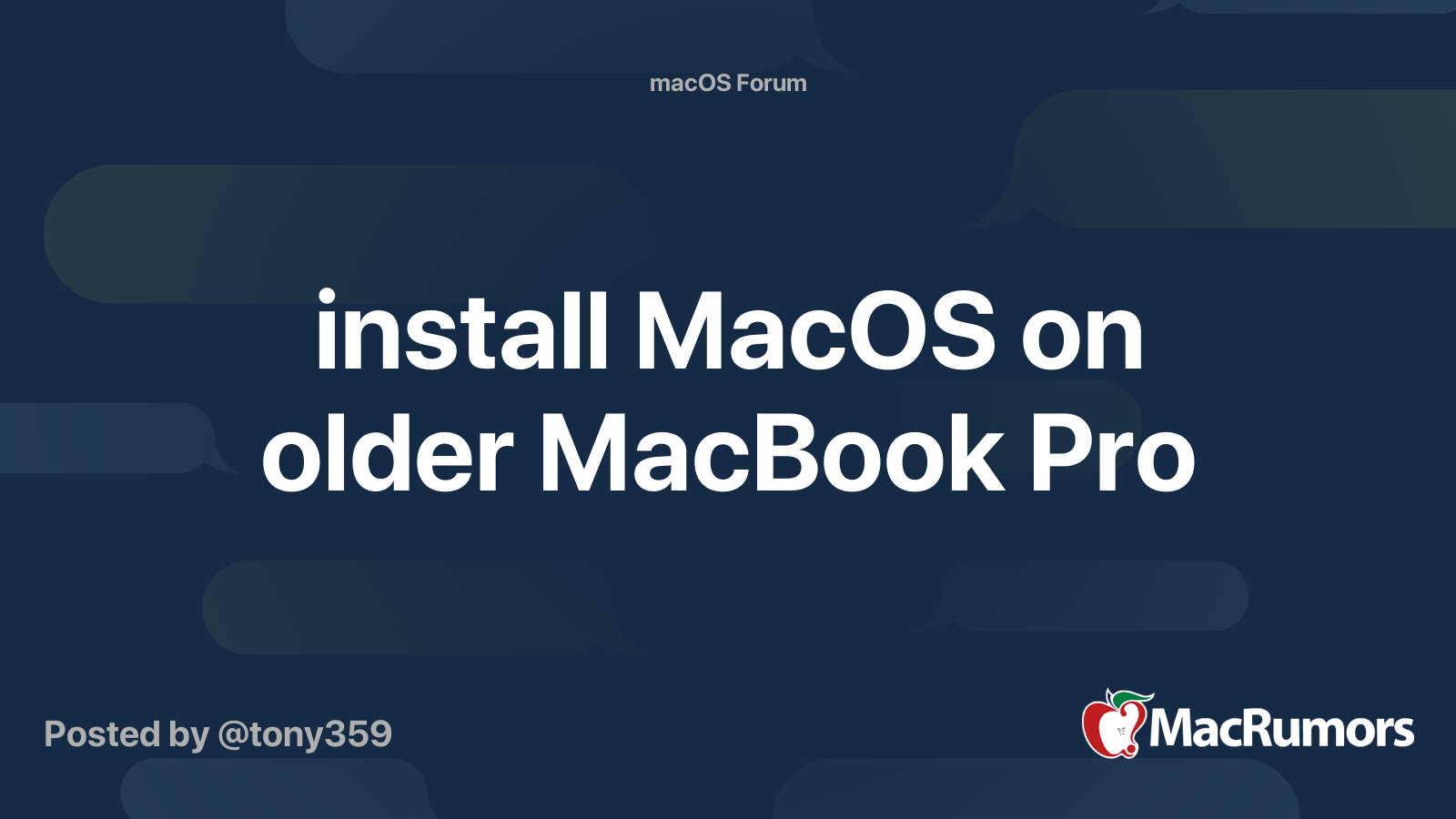 install MacOS on older MacBook Pro MacRumors Forums