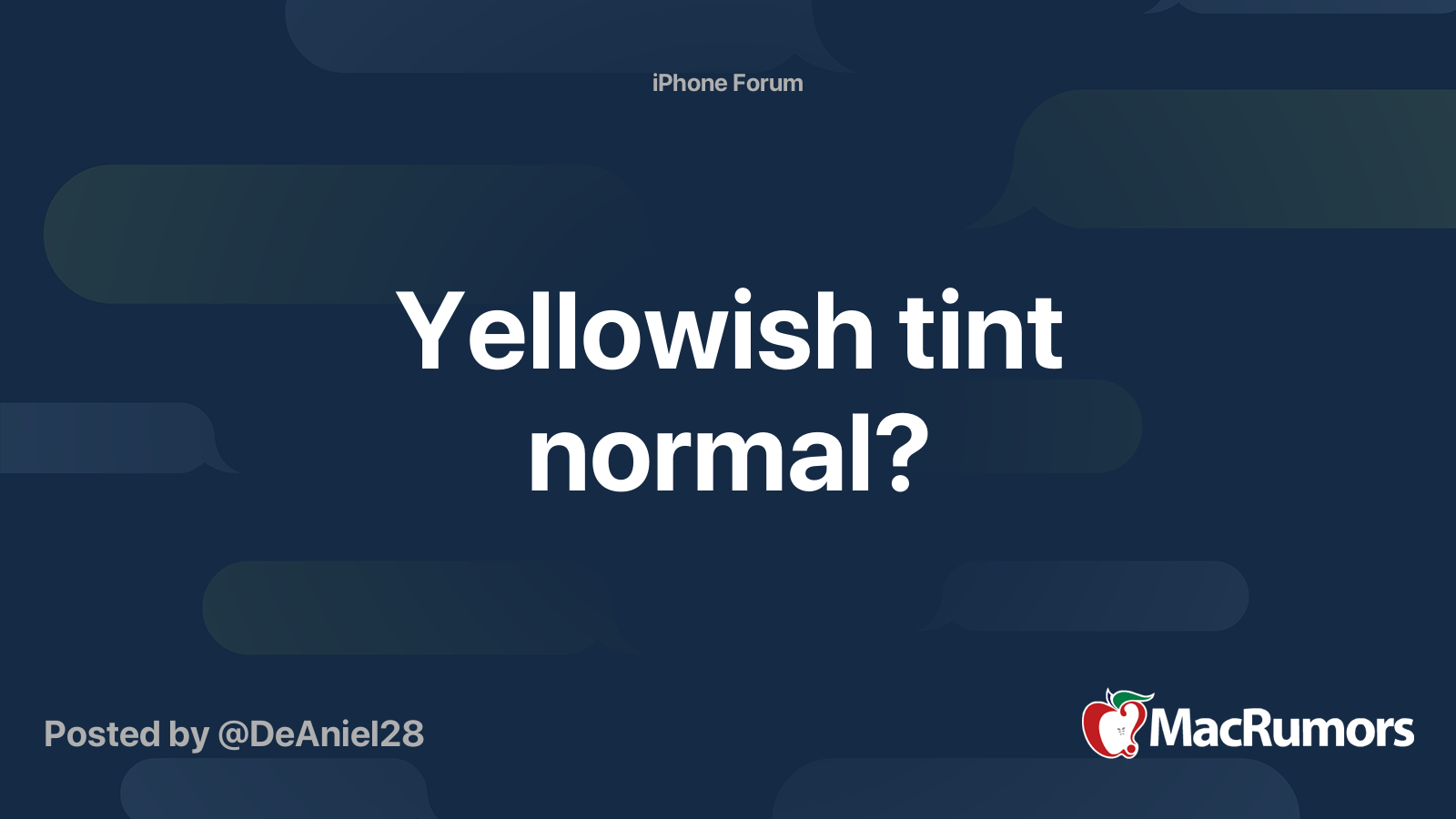 Yellowish tint normal? MacRumors Forums