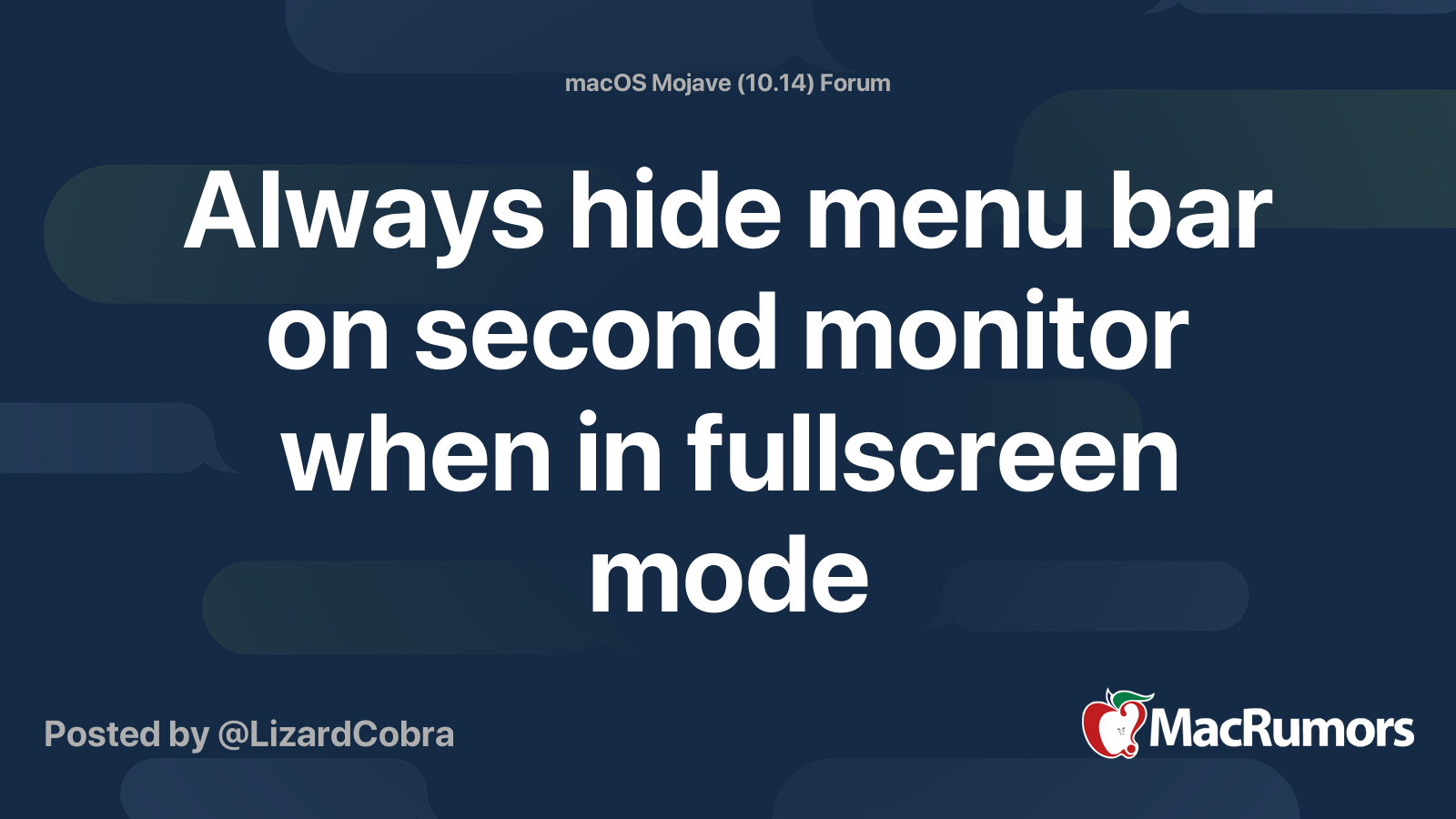 Always hide menu bar on second monitor when in fullscreen mode