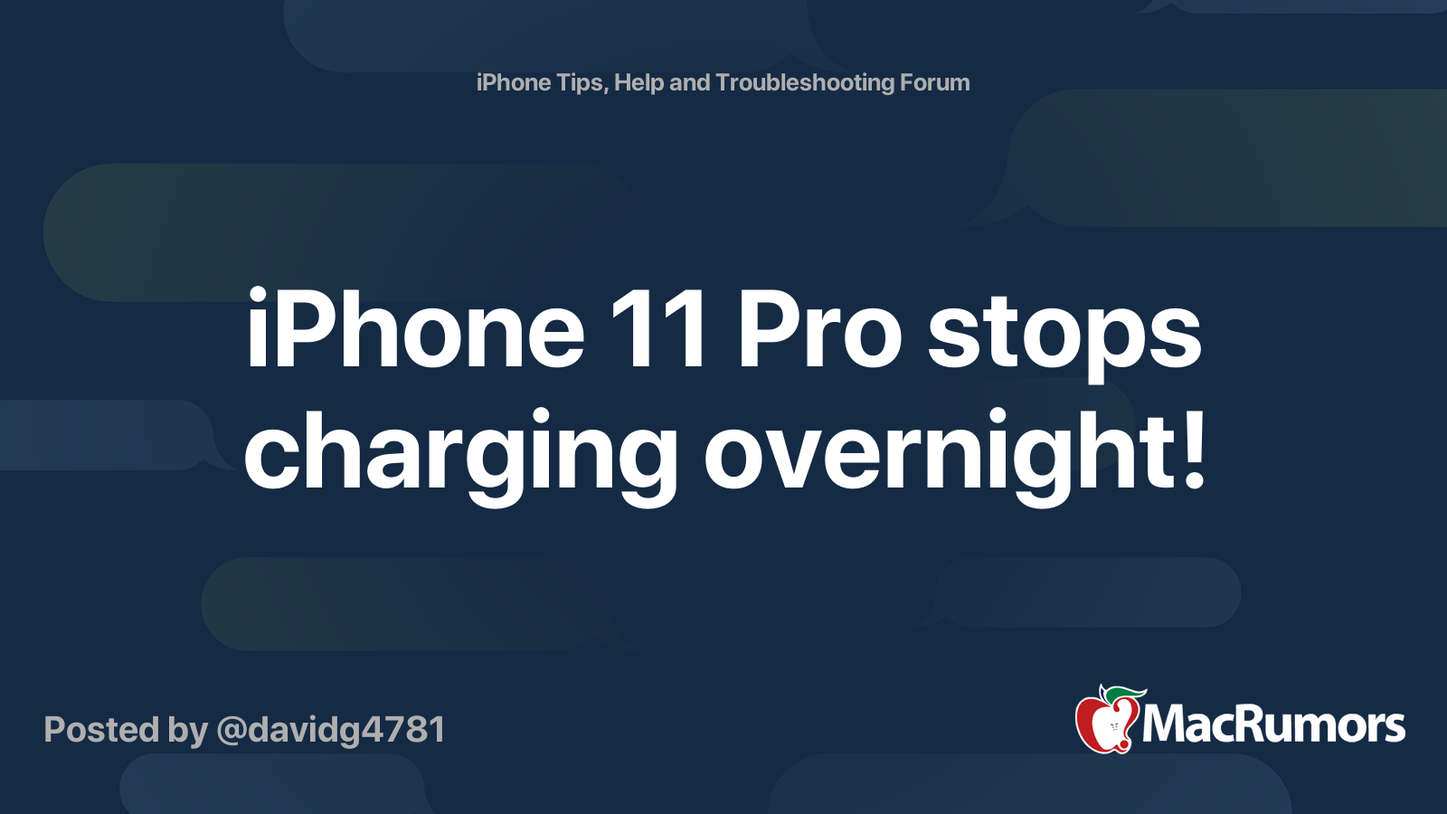 iPhone 11 Pro stops charging overnight! | MacRumors Forums