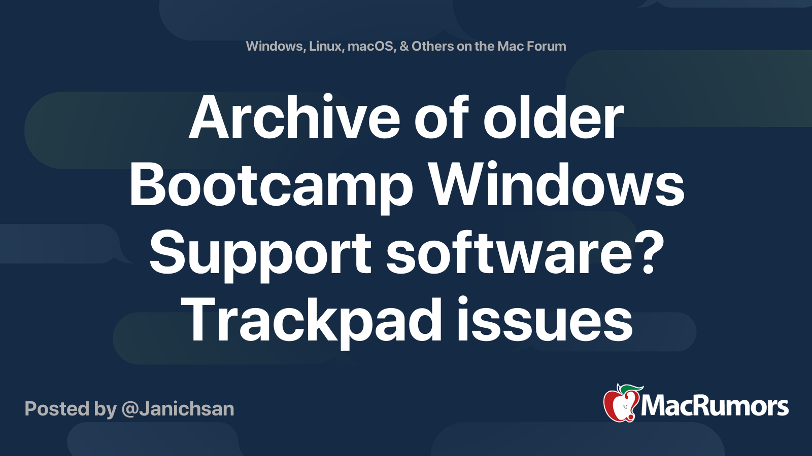 Archive of older Bootcamp Windows Support software? Trackpad 